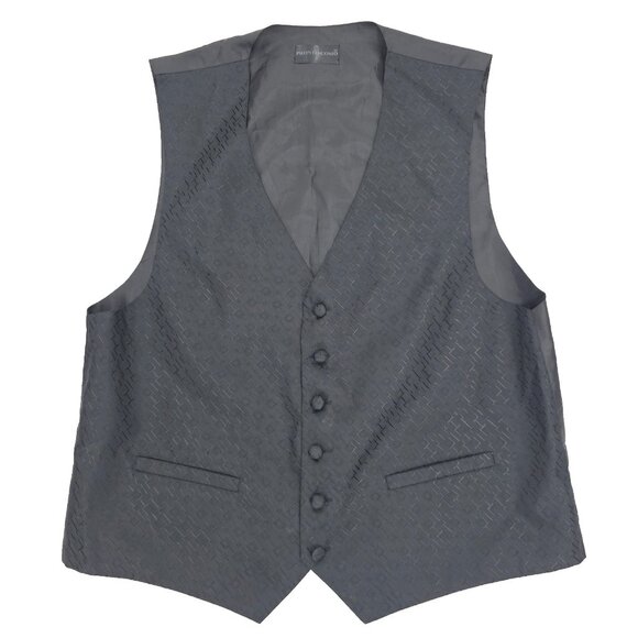 Pronto Uomo Suit Vest Mens Large Black Shinny Square Pattern Textured Geometric - Picture 2 of 12